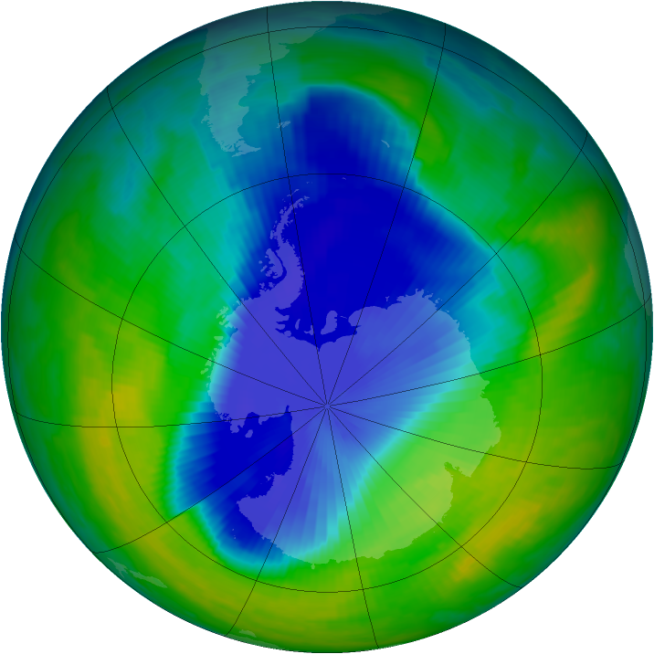 Antarctic ozone map for 15 November 1997